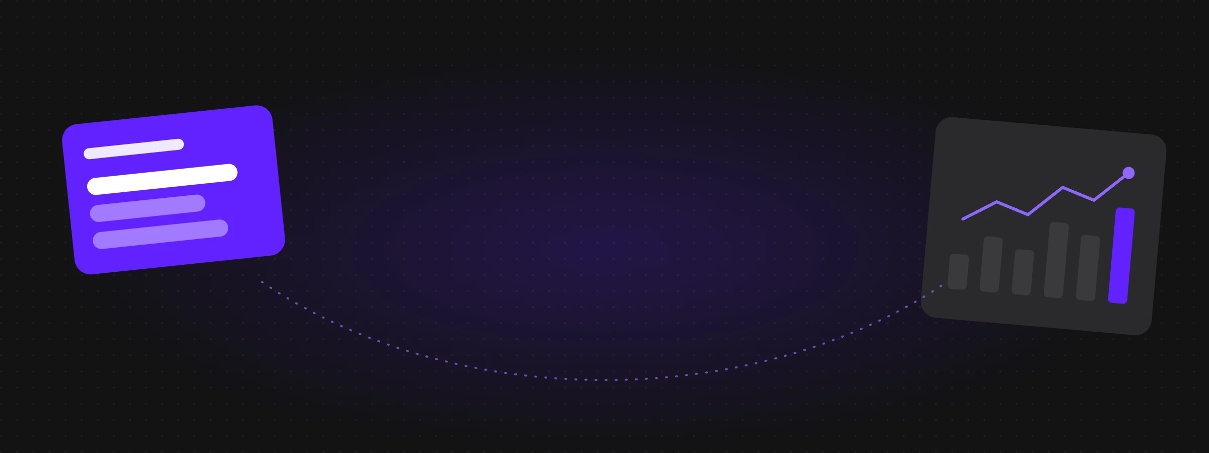Dark header background with tag container and analytics chart